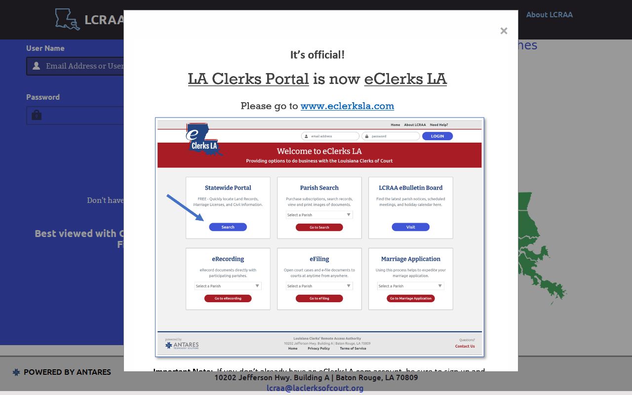 Iberville Parish criminal court cases LCRAA statewide index