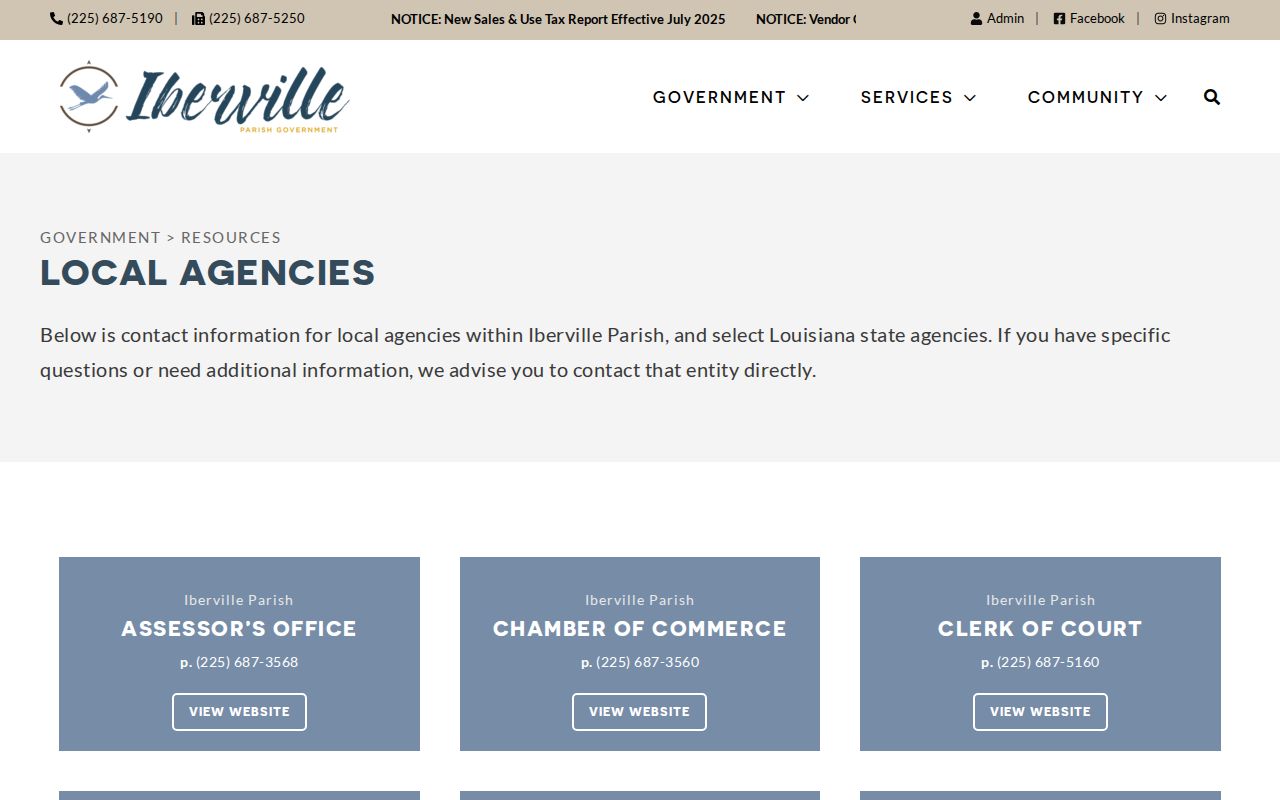 Iberville Parish local law enforcement agency directory