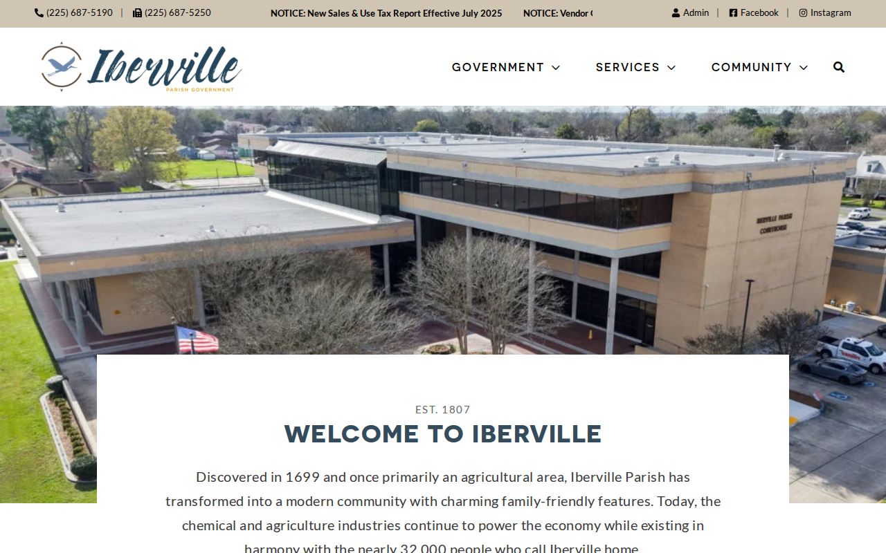 Iberville Parish government courthouse information